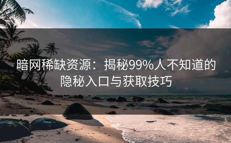 暗网稀缺资源:揭秘99%人不知道的隐秘入口与获取技巧