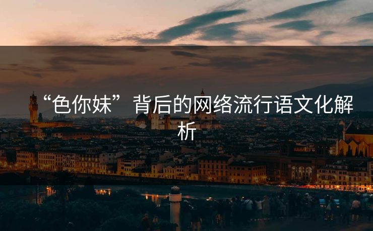 “色你妹”背后的网络流行语文化解析